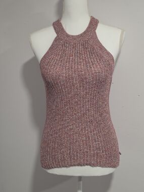 NWT Ella Moss Margot Coral Flames Ribbed Knit Halter Tank Women's Size XS